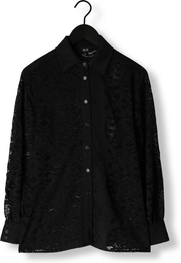 ALIX THE LABEL Dames Blouses Ladies Knitted Heavy Lace Blouse Zwart