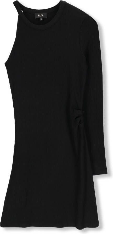 ALIX THE LABEL Dames Jurken Ladies Knitted Asymmetric Dress Zwart