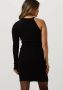 ALIX THE LABEL Dames Jurken Ladies Knitted Asymmetric Dress Zwart - Thumbnail 4