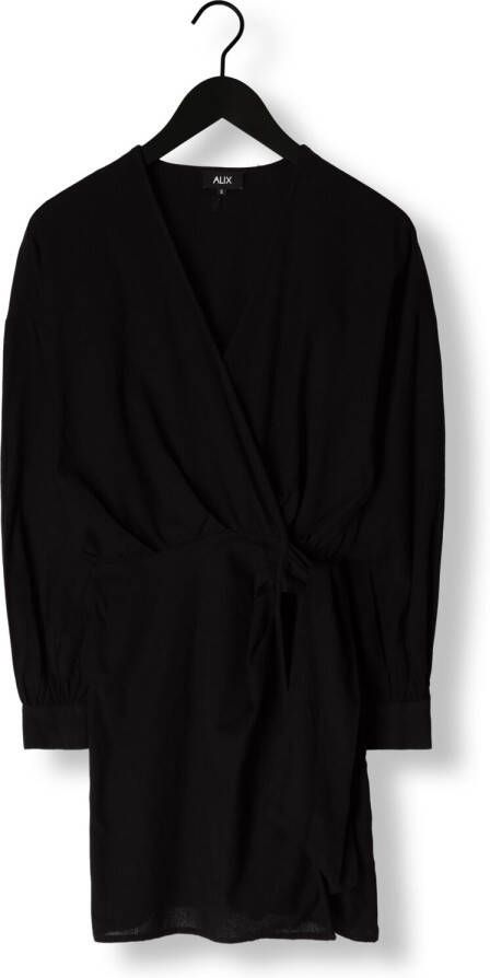 ALIX THE LABEL Dames Jurken Ladies Woven Linen Look Wrap Dress Zwart