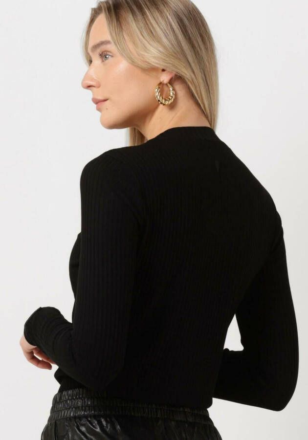 ALIX THE LABEL Dames Tops & T-shirts Ladies Knitted Rib Turtle Neck Top Zwart