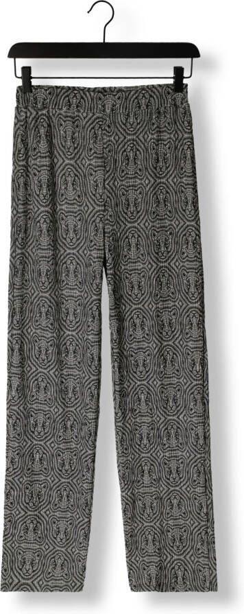 ALIX THE LABEL Dames Broeken Ladies Knitted Leopard Crinkle Pants Zwart