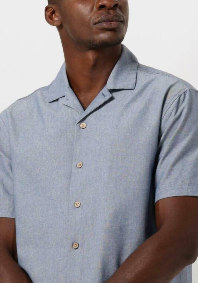 ANERKJENDT Heren Overhemden Akleon S s Cot linen Shirt Blauw