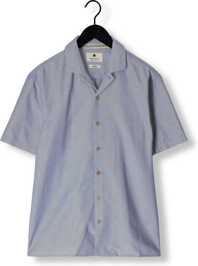 ANERKJENDT Heren Overhemden Akleon S s Cot linen Shirt Blauw