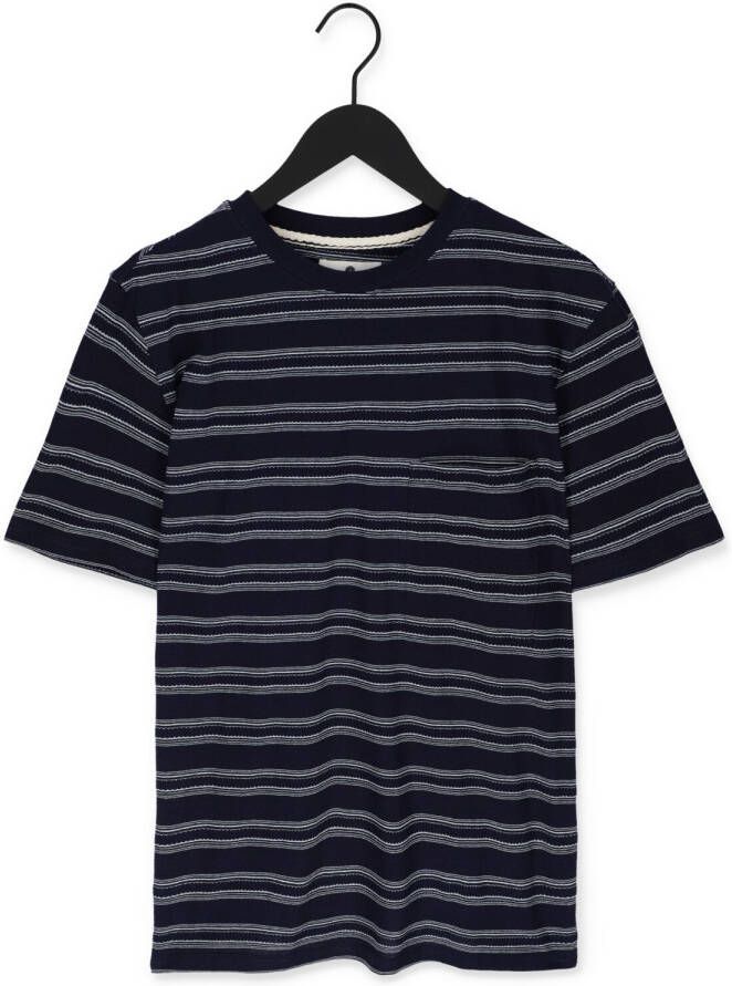 ANERKJENDT Heren Polo's & T-shirts Akkikki Curve Stripe Tee Donkerblauw