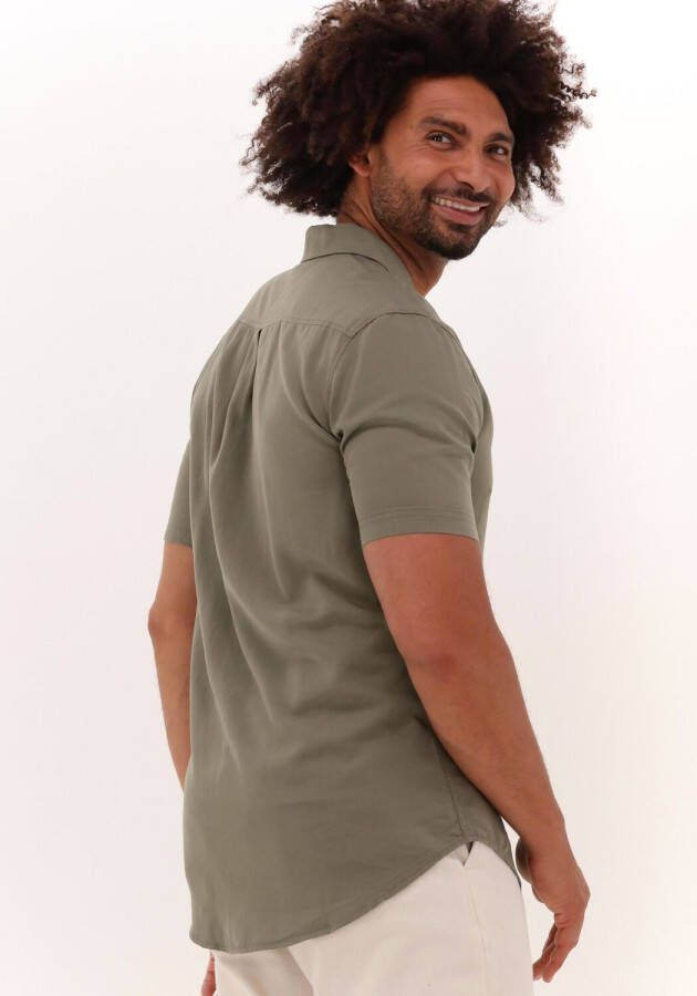 Anerkjendt Olijf Casual Overhemd Akleo Tencel Mix Ss Shirt