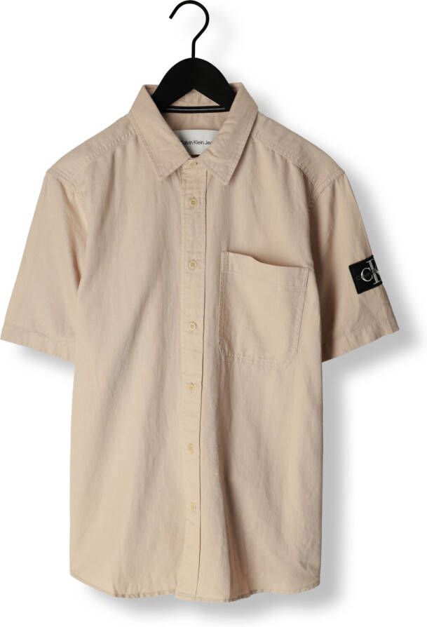CALVIN KLEIN Heren Overhemden Linen Ss Shirt Beige