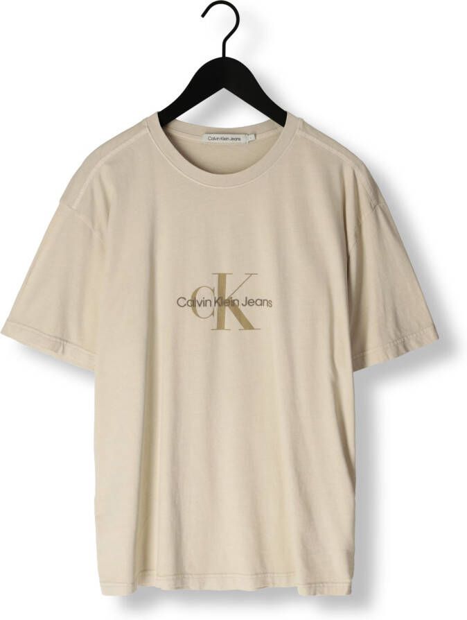 Calvin Klein Beige T-shirt Monologo Mineral Dye Tee