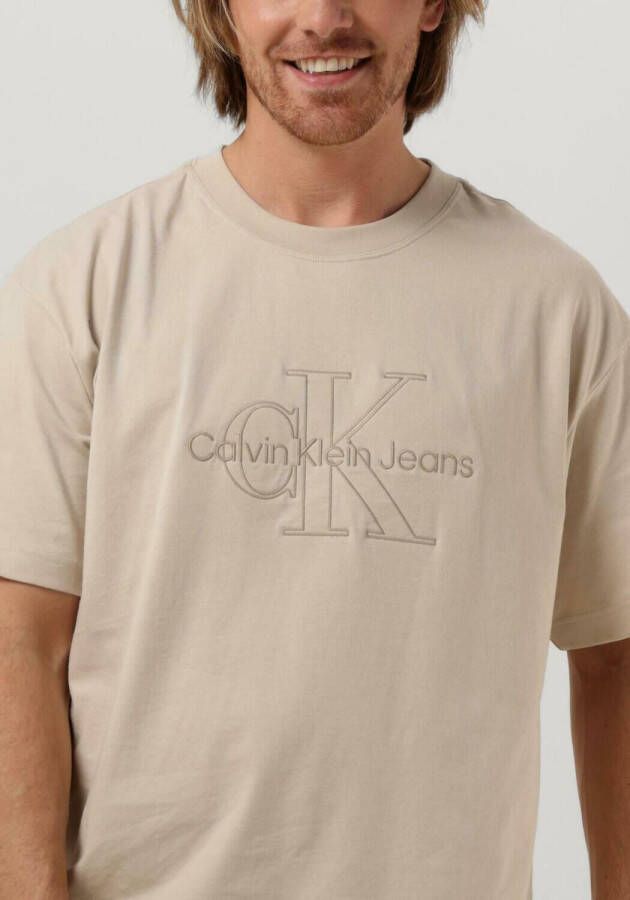 CALVIN KLEIN Heren Polo's & T-shirts Monologo Washed Tee Beige