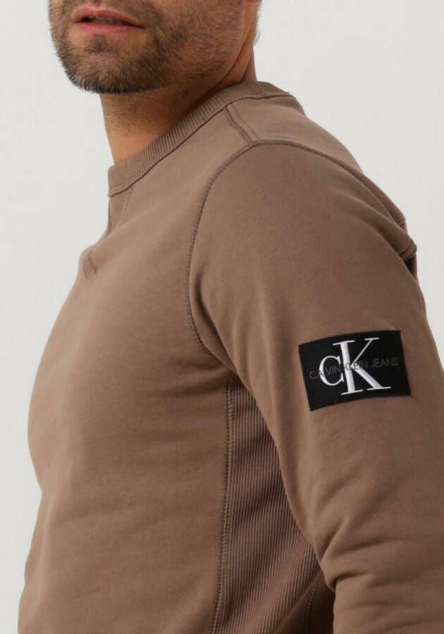 Calvin Klein Bruine Trui Monologo Sleeve Badge Cn