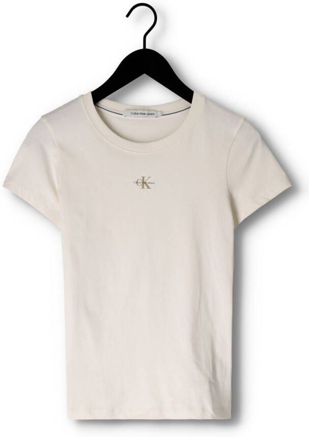Calvin Klein Gebroken Wit T-shirt Micro Monologo Slim Fit Tee