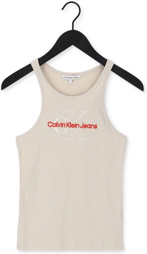 CALVIN KLEIN Dames Tops & T-shirts Two Tone Monogram Tank Top Gebroken Wit