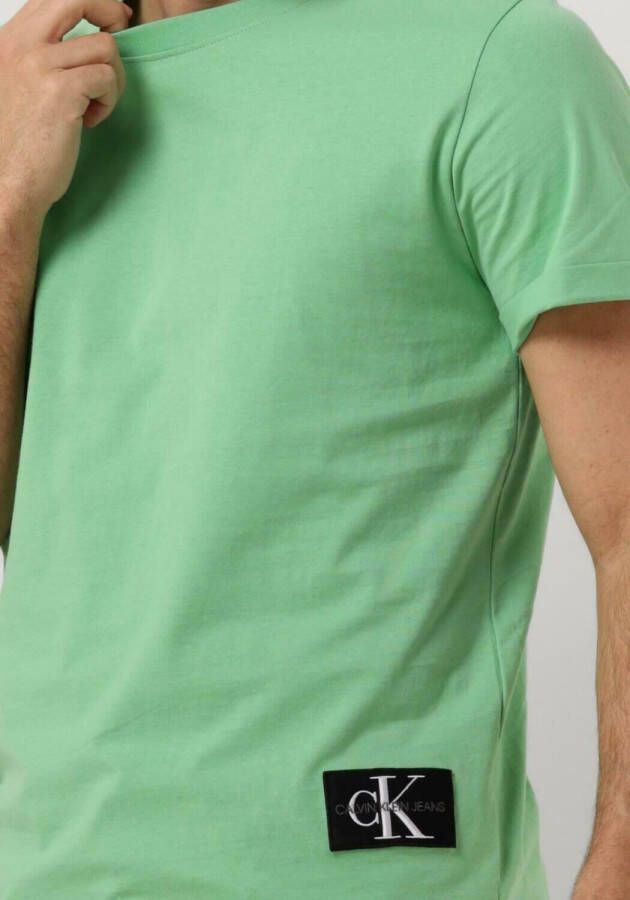 Calvin Klein Groene T-shirt Badge Turn Up Sleeve