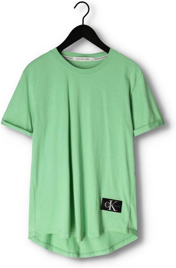 Calvin Klein Groene T-shirt Badge Turn Up Sleeve