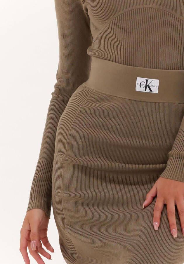 Calvin Klein Khaki Minirok Badge Knitted Skirt