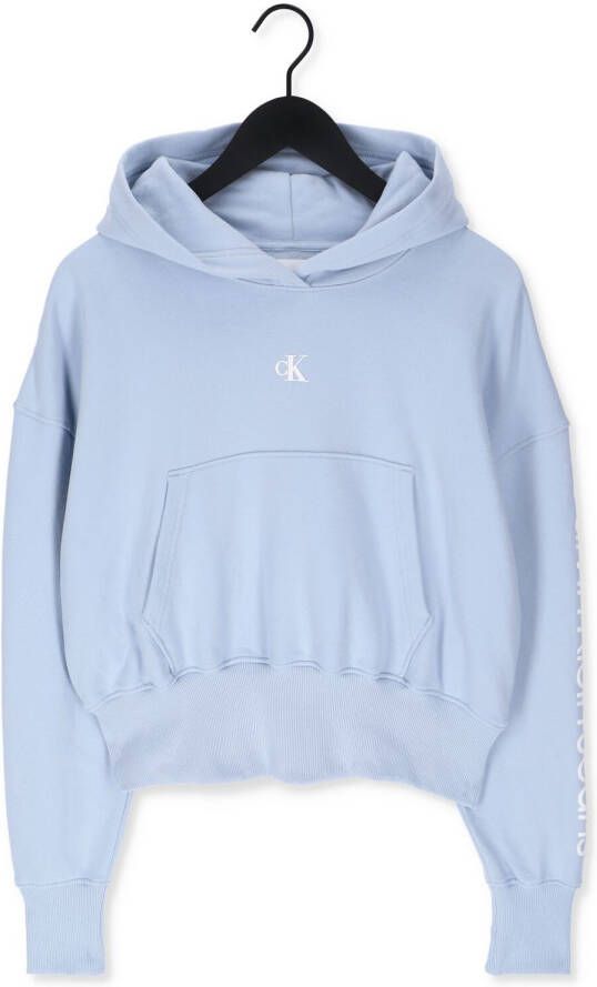 Calvin Klein Lichtblauwe Sweater Back Two Tone Monogram Hoodie