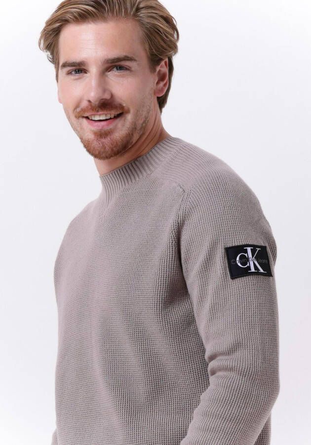 Calvin Klein Taupe Sweater Monologo Badge Sweater