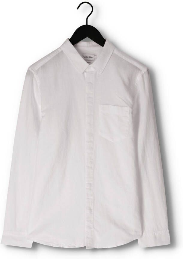 CALVIN KLEIN Heren Overhemden Linen Cotton Regular Shirt Wit