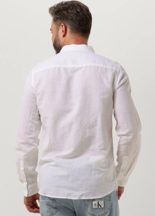 CALVIN KLEIN Heren Overhemden Linen Cotton Regular Shirt Wit