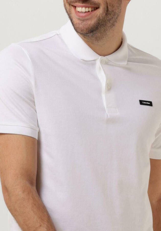 CALVIN KLEIN Heren Polo's & T-shirts Stretch Pique Slim Button Polo Wit