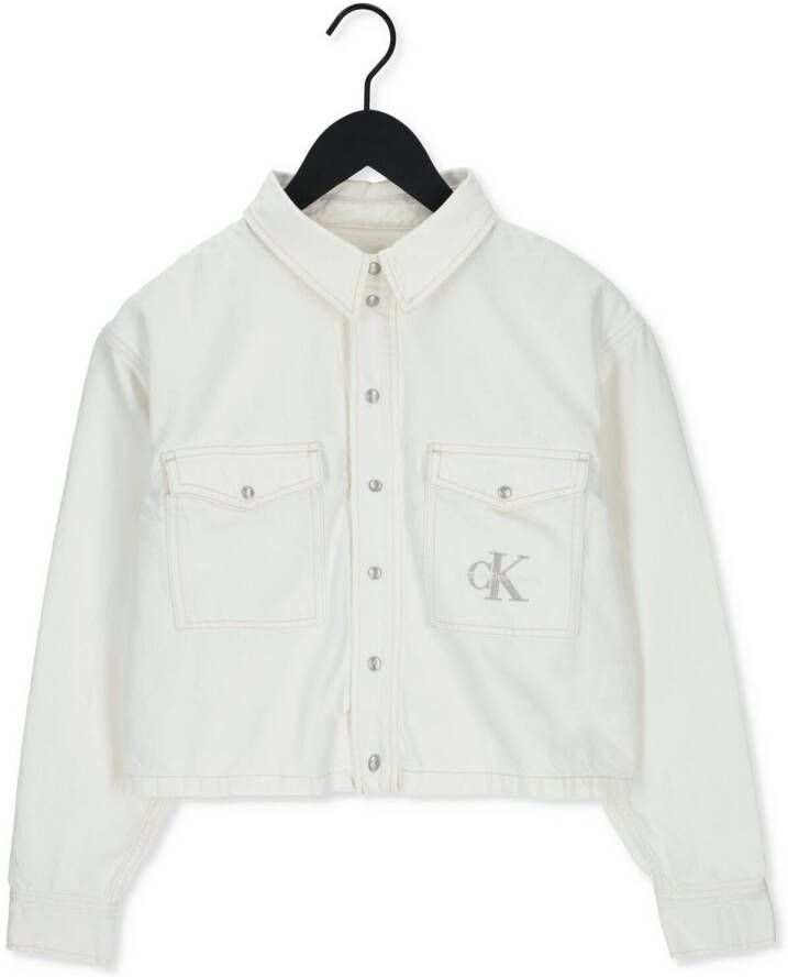 Calvin Klein Witte Spijkerjas Cropped Utility Shirt