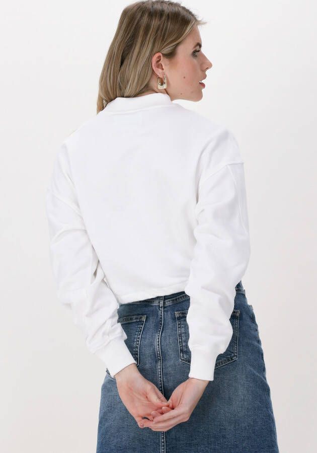 Calvin Klein Witte Sweater Stacked Logo Mockneck Sweatshirt