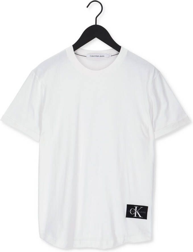 Calvin Klein Witte T-shirt Badge Turn Up Sleeve