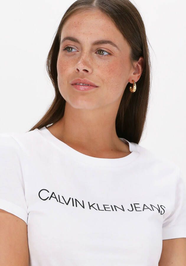 Calvin Klein Witte T-shirt Core Instit Logo Slim Fit Tee