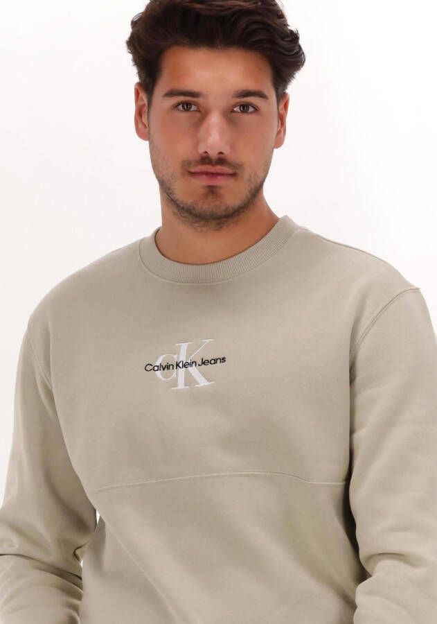 Calvin Klein Zand Sweater Monogram Logo Crew Neck