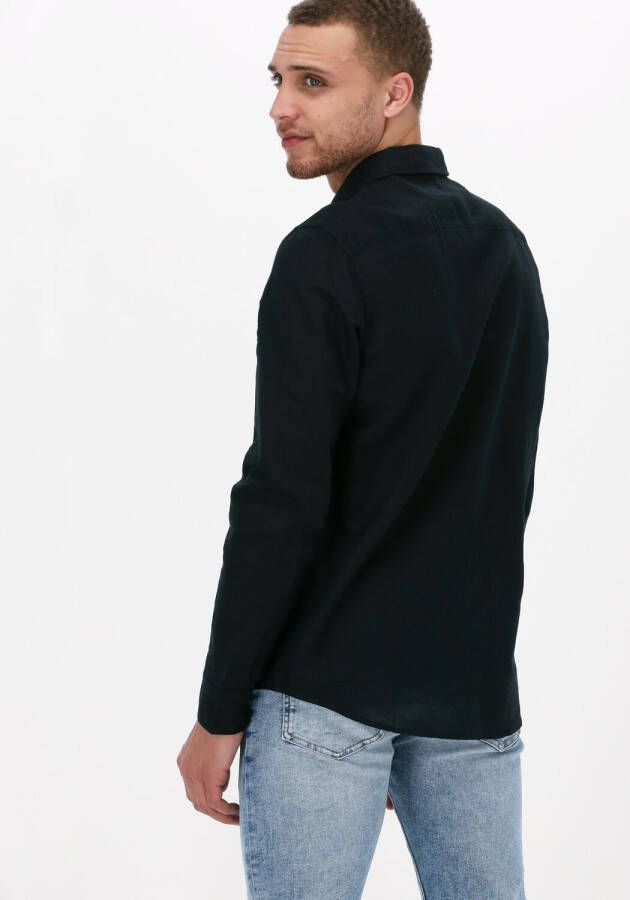 Calvin Klein Zwarte Casual Overhemd Cotton Linen Chest Pocket Shirt