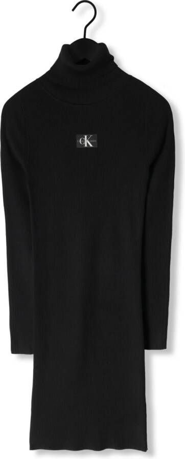 CALVIN KLEIN Dames Jurken Badge Roll Neck Sweater Dress Zwart