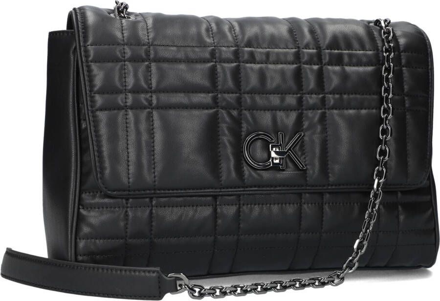 Calvin Klein Zwarte Schoudertas Quilt Shoulder Bag Lg