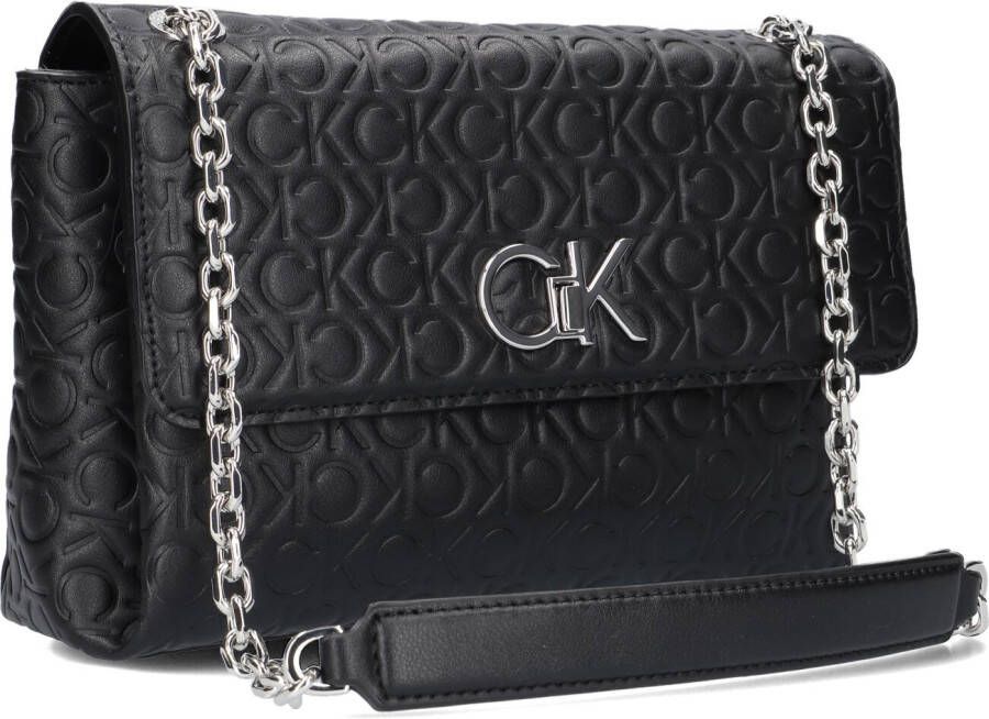 Calvin Klein Zwarte Schoudertas Re-lock Ew Conv Xbody Emb Mono