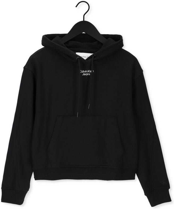 Calvin Klein Zwarte Sweater Stacked Logo Hoodie