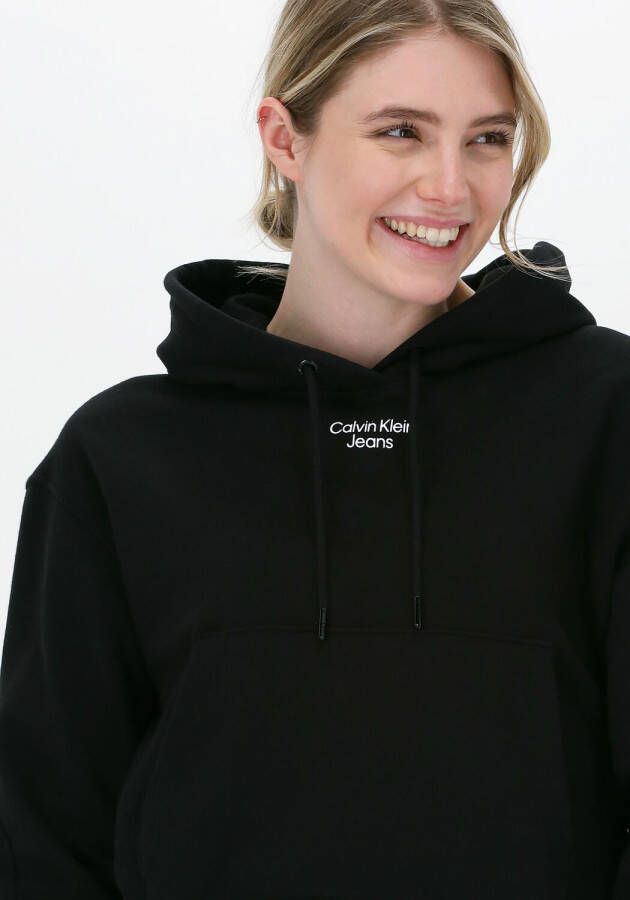 Calvin Klein Zwarte Sweater Stacked Logo Hoodie