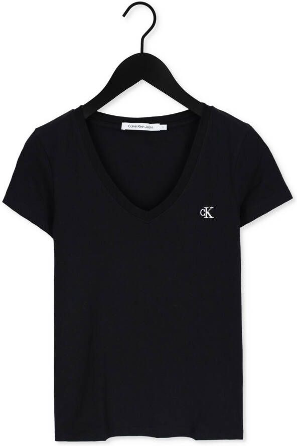 CALVIN KLEIN Dames Tops & T-shirts Ck Embroidery Stretch Zwart