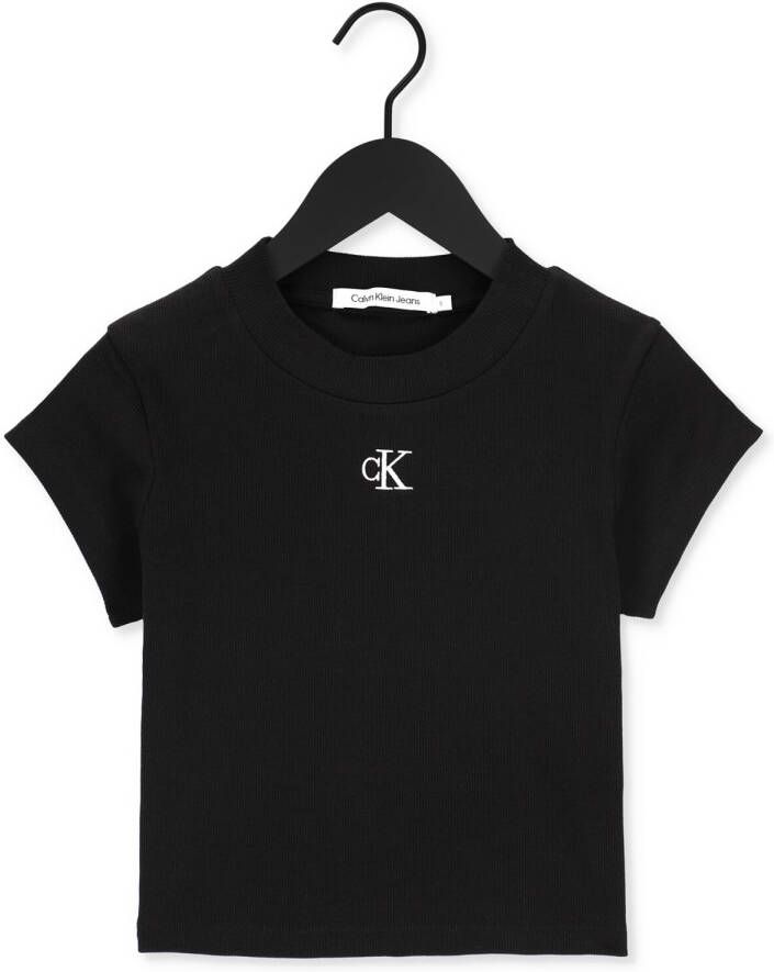 Calvin Klein Zwarte T-shirt Ck Rib Cropped Slim Tee