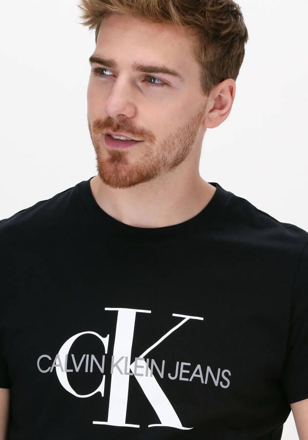 Calvin Klein Zwarte T-shirt Iconic Monogram Ss Slim Tee