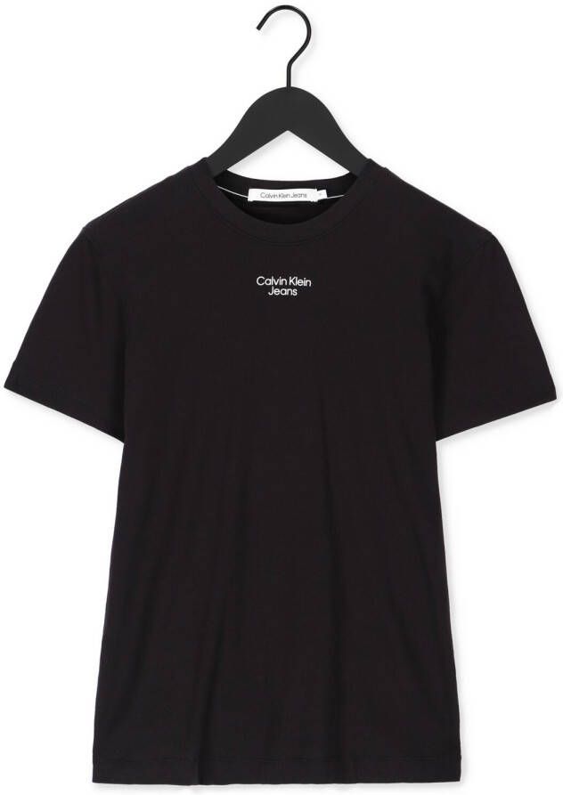 Calvin Klein Zwarte T-shirt Stacked Logo Tee
