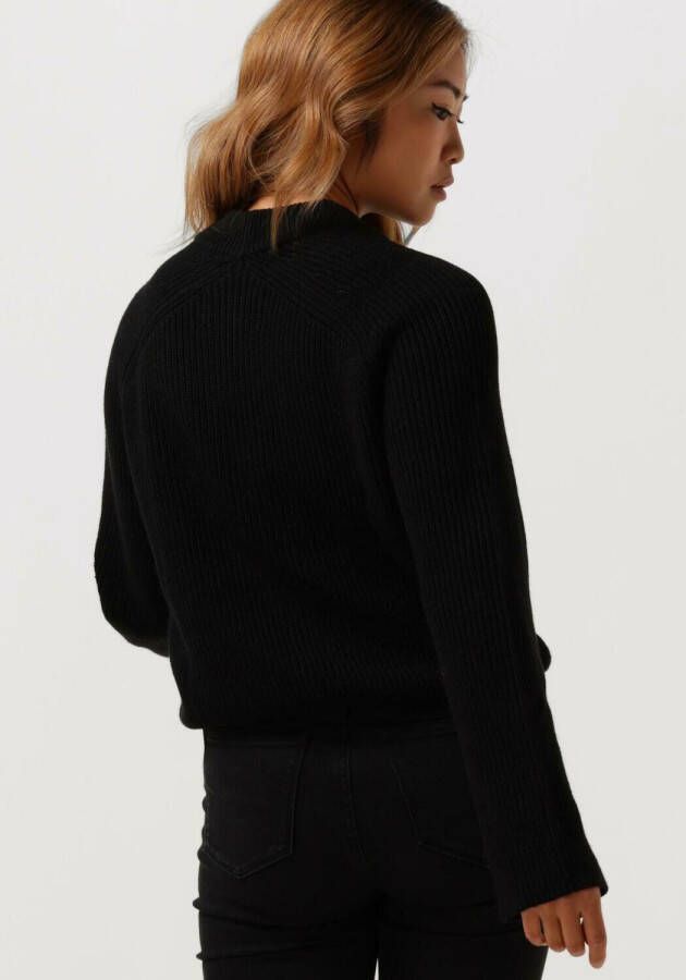 Calvin Klein Zwarte Trui Blown Up Ck High Neck Sweater