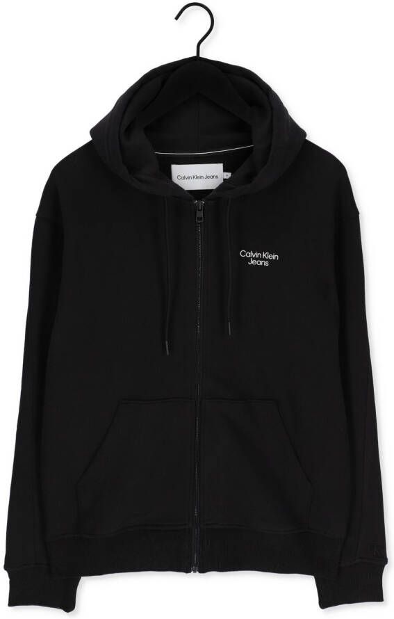 Calvin Klein Zwarte Vest Stacked Logo Zip-through