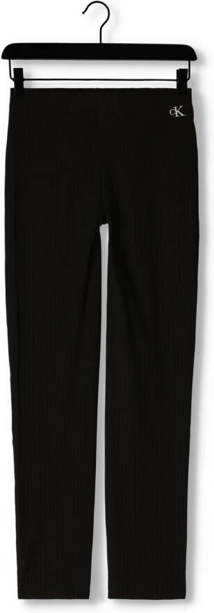 Calvin Klein Zwarte Wijde Broek Shiny Rib Wide Leg Pants