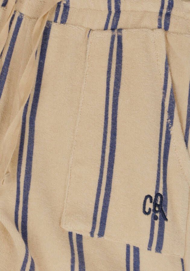 CARLIJNQ Jongens Broeken Stripes Blue Short Loosefit Wt Embroidery Beige