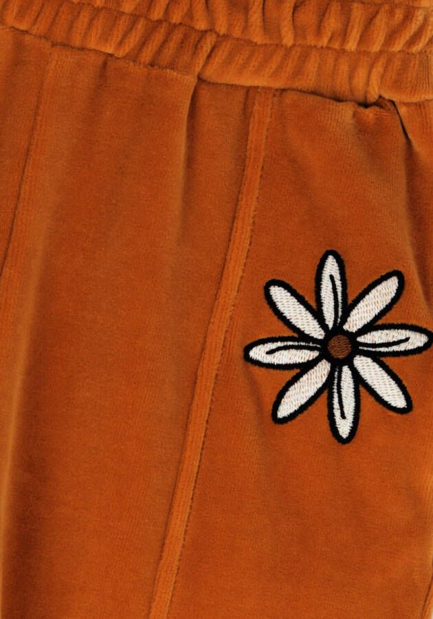 CARLIJNQ Meisjes Broeken Flower Flared Jogger Wt Embroidery Cognac