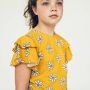 CARLIJNQ Meisjes Tops & T-shirts Flower Ruffled Shirt Oker - Thumbnail 3