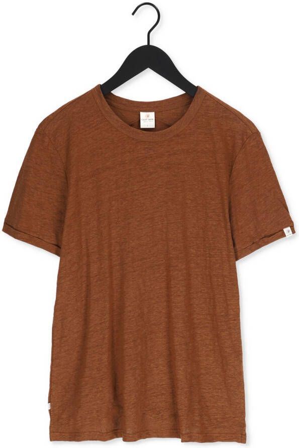 Cast Iron Bruine T-shirt Short Sleeve R-neck Linen Slim Fit