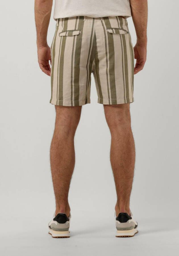 CAST IRON Heren Broeken Chino Shorts Linen Stripe Groen