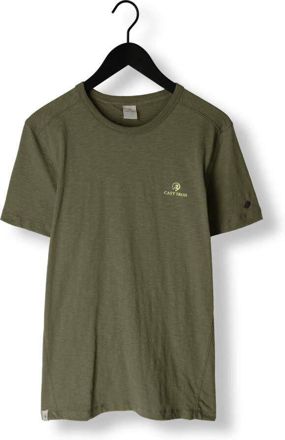 CAST IRON Heren Polo's & T-shirts Short Sleeve R-neck Slub Jersey Groen