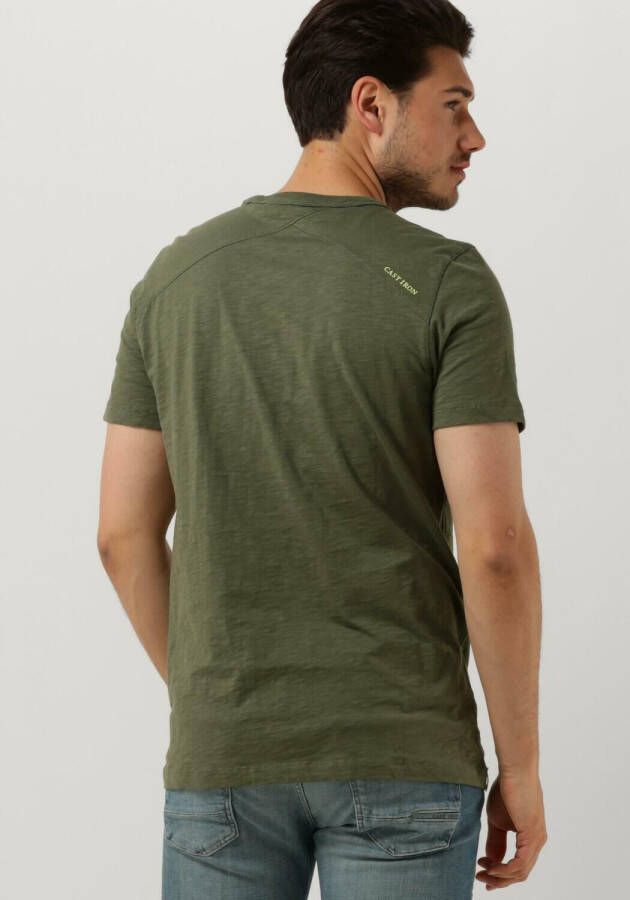 CAST IRON Heren Polo's & T-shirts Short Sleeve R-neck Slub Jersey Groen