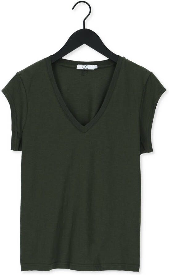 CC HEART Dames Tops & T-shirts Basic V-neck Tshirt Donkergroen